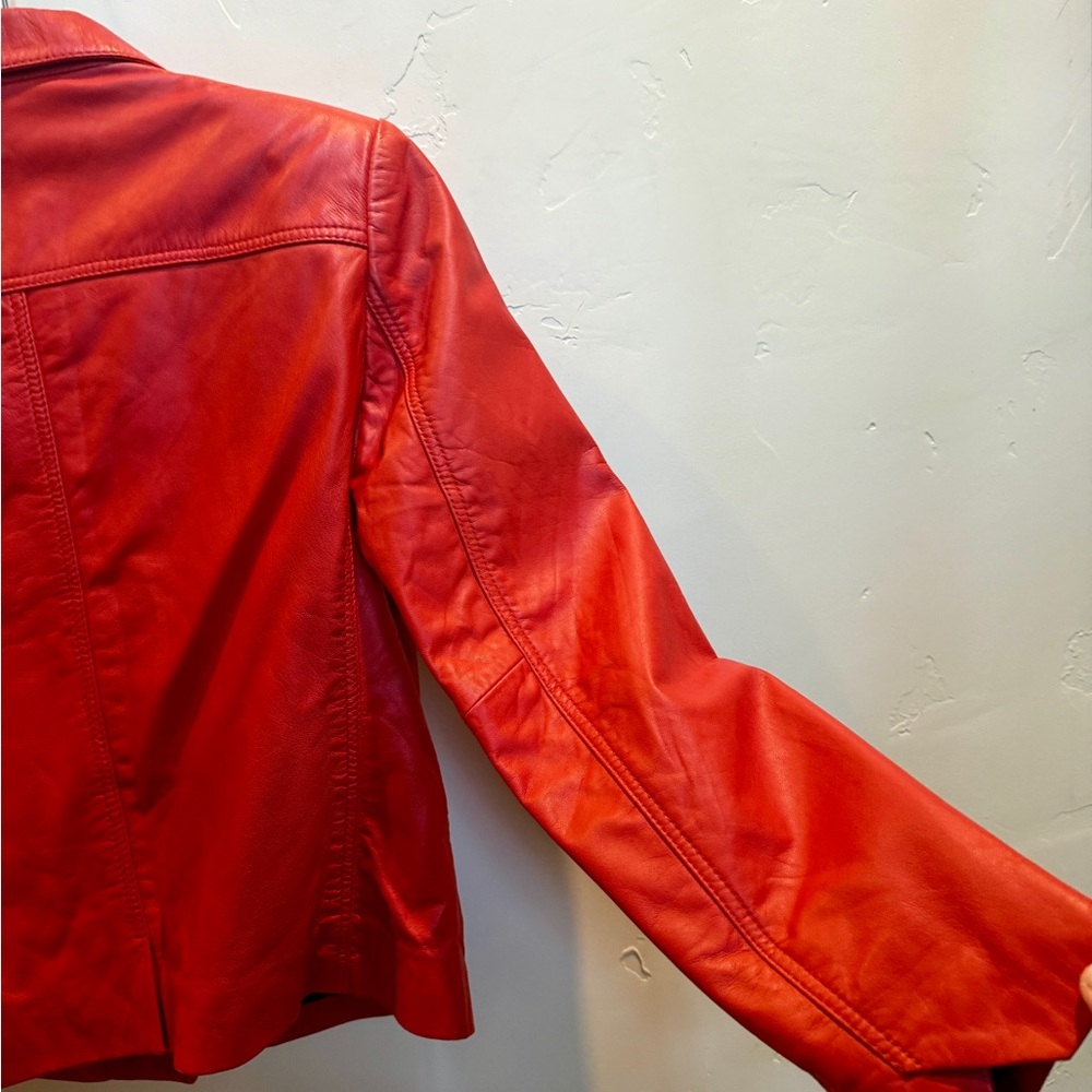 Zadig & Voltaire Liam Cuir Red Leather Jacket - Picture 7 of 15